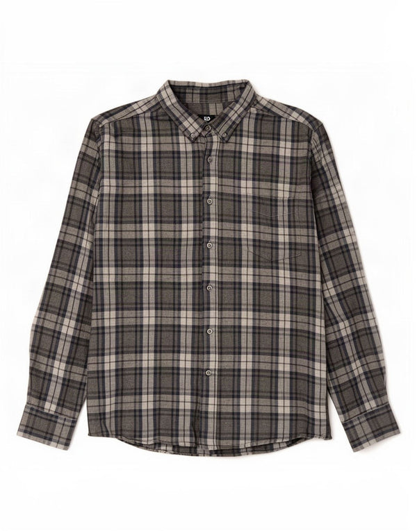 Dack's Chemise en flanelle coupe classique pour homme XL en coton à carreaux gris