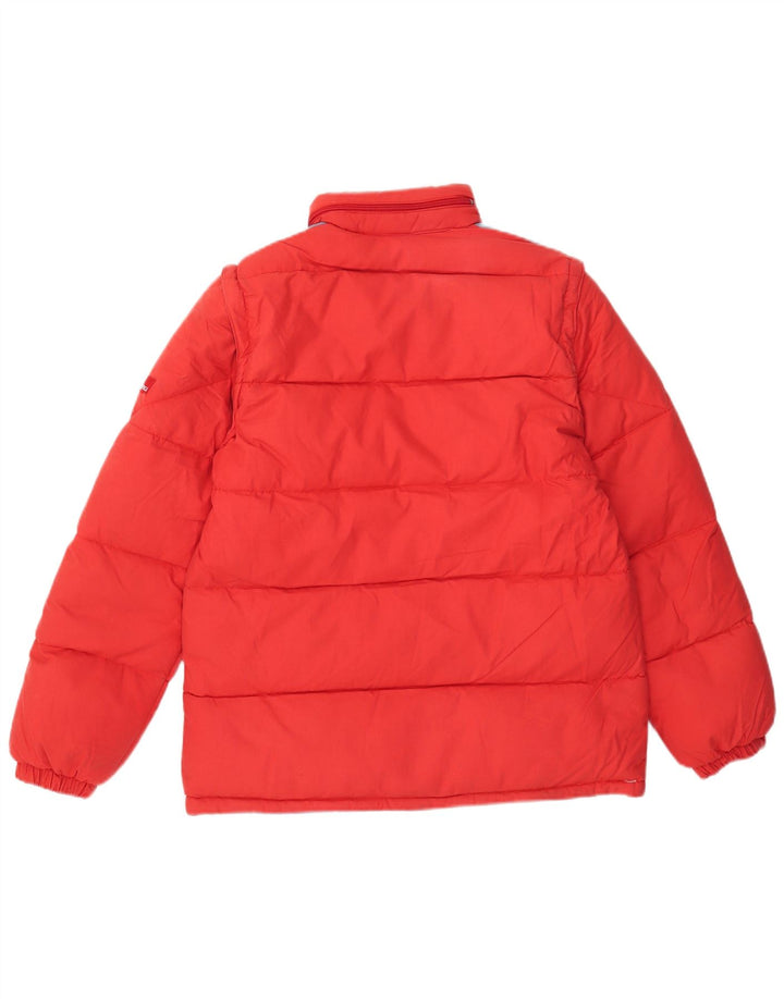 veste rembourrée à capuche vintage pour homme IT 46 Petit polyester colorblock rouge