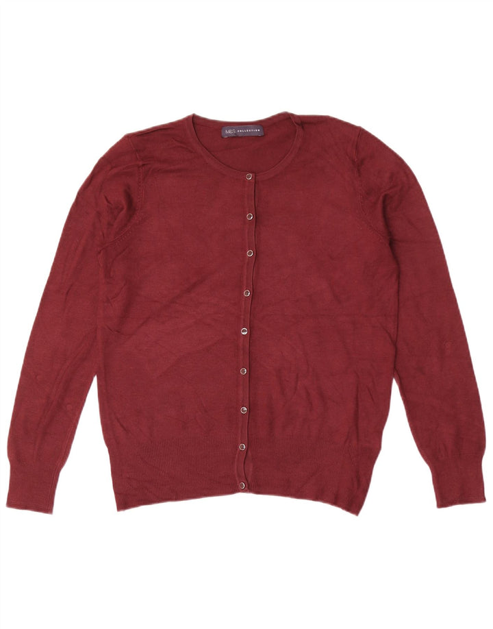 Marks & Spencer Pull Cardigan pour Femme UK 10 Petite Viscose Marron