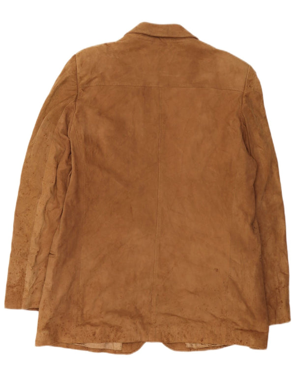 Anfor Veste Blazer en Daim à 2 Boutons pour Femme IT 52 2XL Cuir Beige