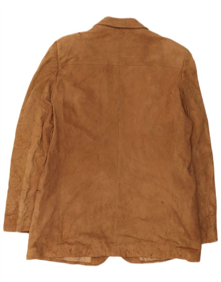 Anfor Veste Blazer en Daim à 2 Boutons pour Femme IT 52 2XL Cuir Beige
