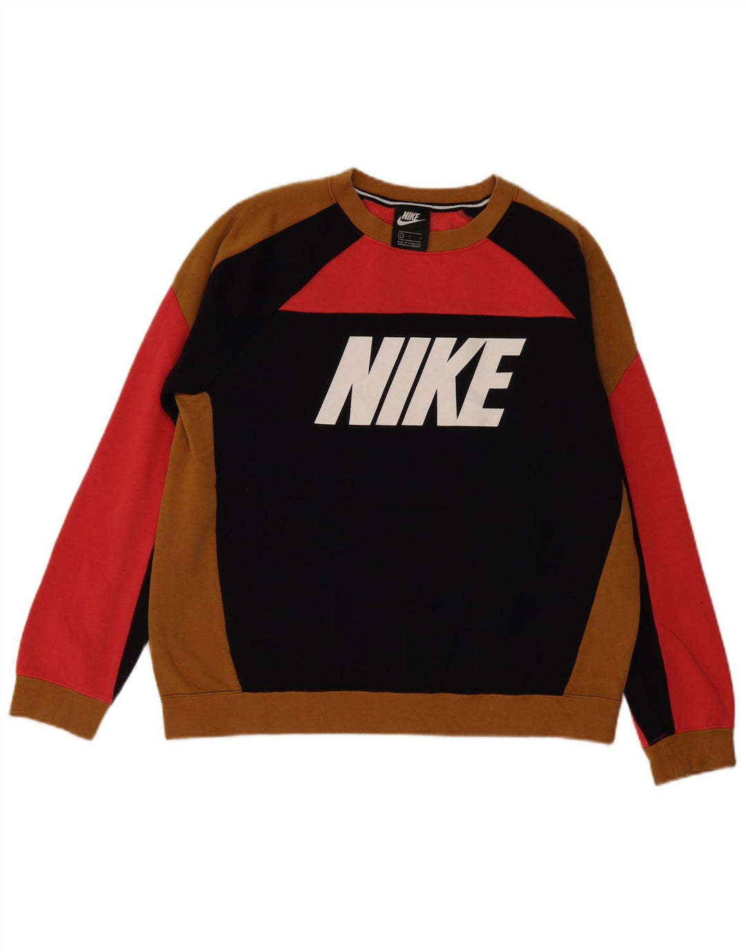Nike Sweat-shirt graphique pour homme en coton multicolore color block Taille L