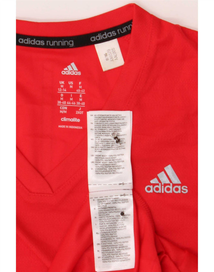 Adidas Femmes Climalite T-Shirt Top UK 12/14 Rouge Moyen Polyester