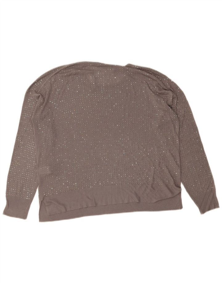 Zara Femme Chemisier Top UK 14 Gris Moyen Pois Viscose
