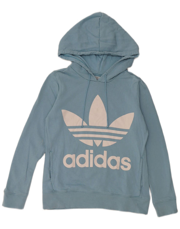 Adidas Pull à capuche graphique pour femme UK 8 Petit Bleu Coton