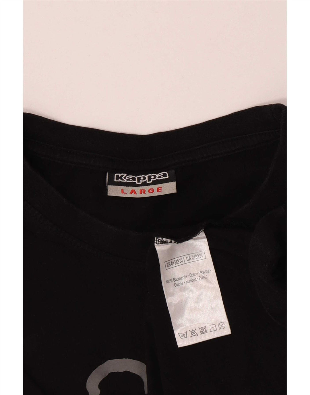 Kappa Mens Graphic T-Shirt Top Large Noir Coton