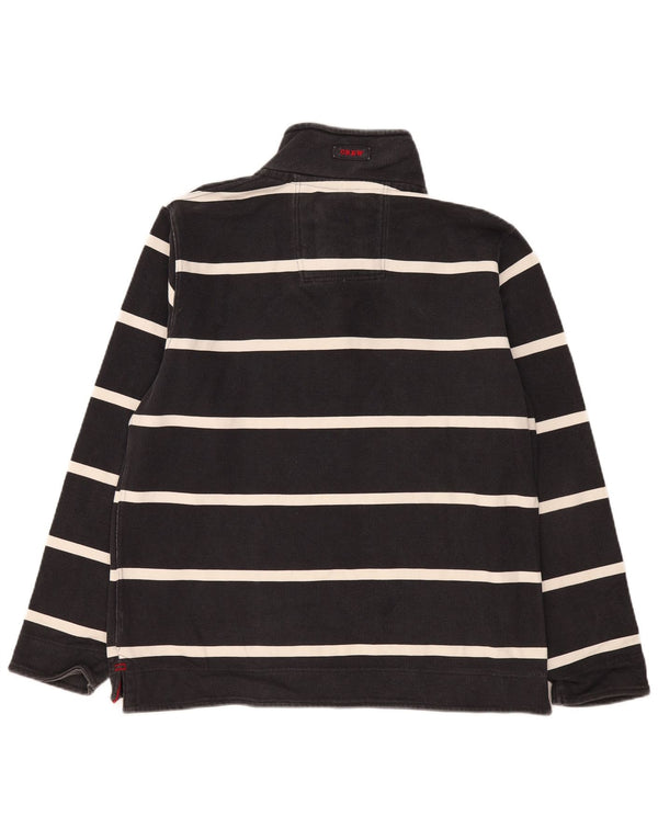 Crew Clothing Sweat-shirt à col zippé pour homme en coton rayé noir