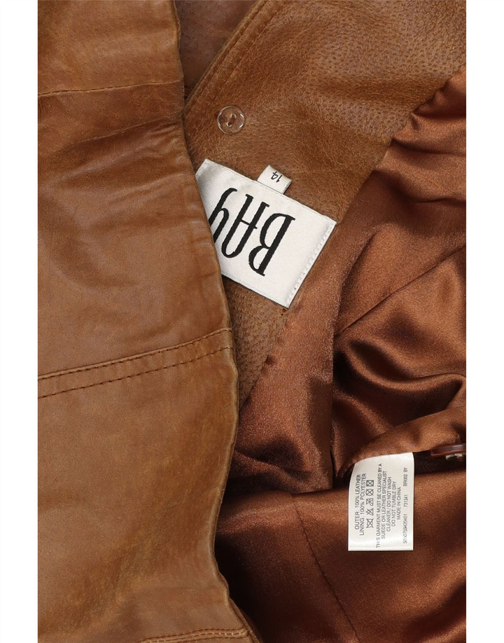 Bay Veste blazer en cuir à 3 boutons pour femme UK 14 Grand cuir marron