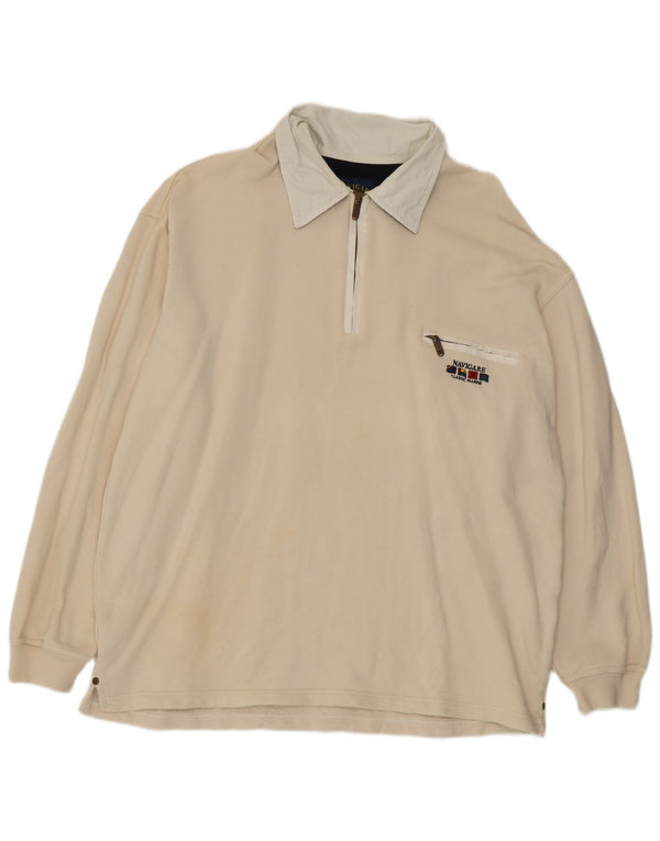 Navigare Polo de rugby à manches longues pour homme XL en coton beige