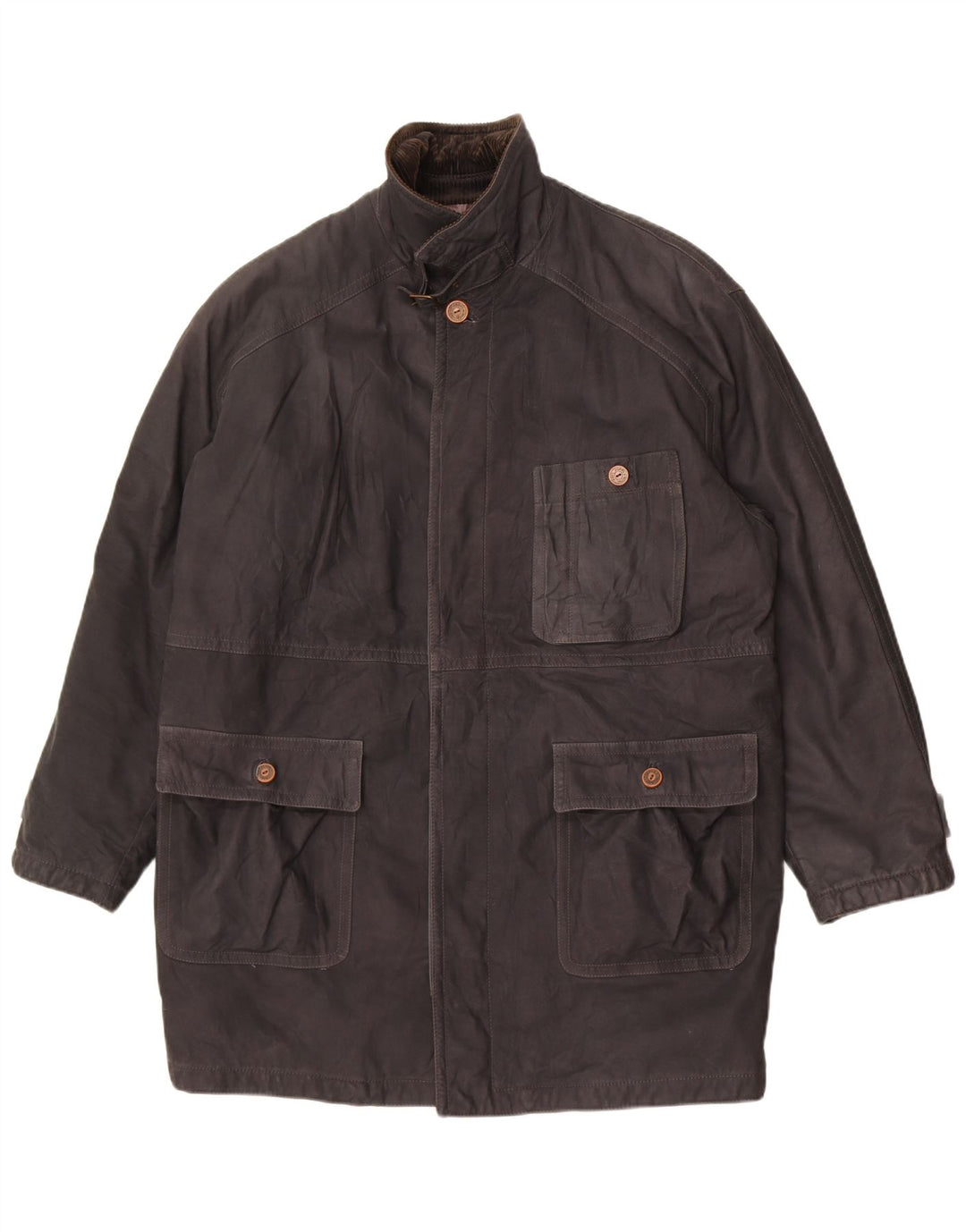 manteau en cuir homme vintage UK 40 Grand cuir noir