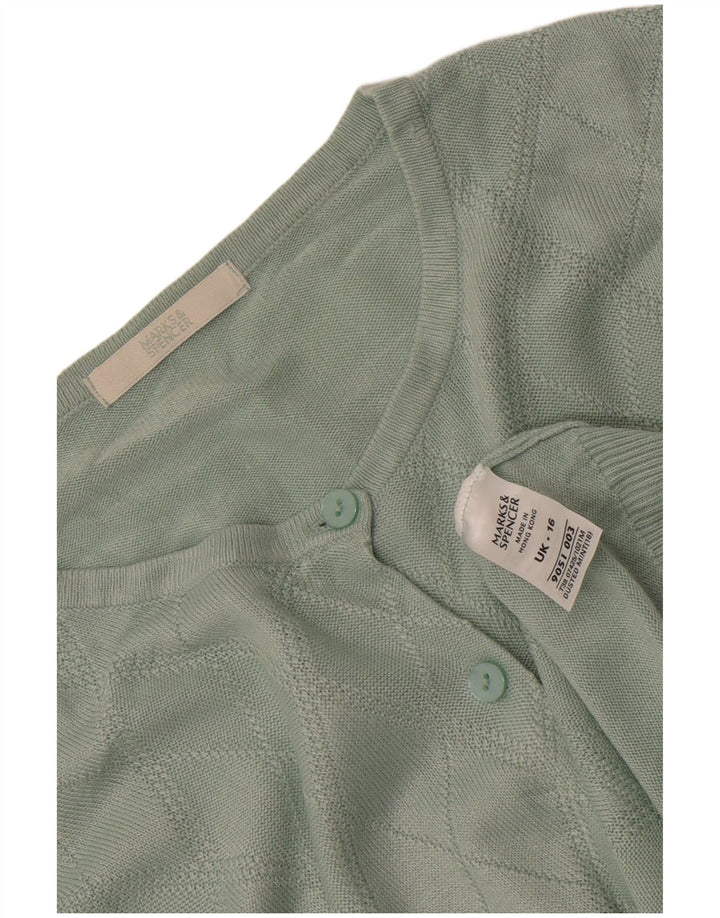 Marks & Spencer Pull Cardigan pour Femme UK 16 Grand Vert Argyle/Diamant