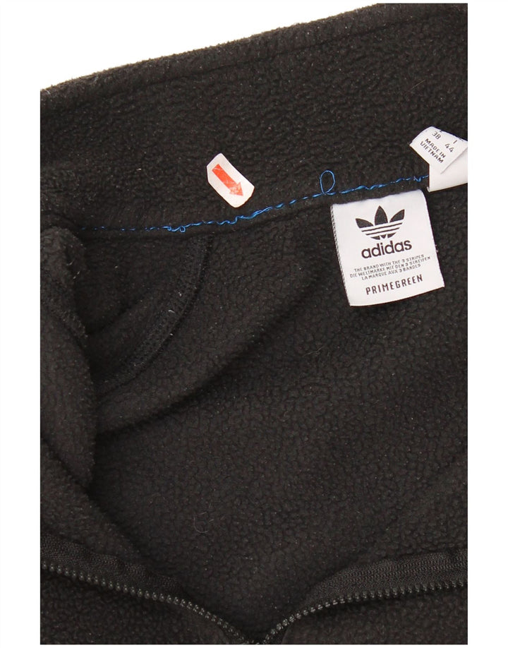 Adidas Pull polaire surdimensionné à col zippé pour femme UK 12 Noir moyen Polyester