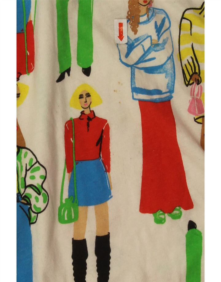 Zara Womens Abstract Pattern Crop Graphic T-Shirt Top UK 16 Grand Blanc Cassé