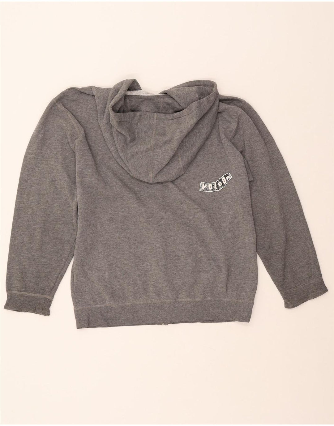 VOLCOM Pull à capuche zippé graphique pour femme UK 16 Large Gris
