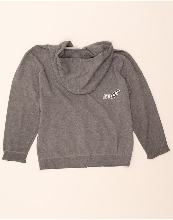 VOLCOM Pull à capuche zippé graphique pour femme UK 16 Large Gris