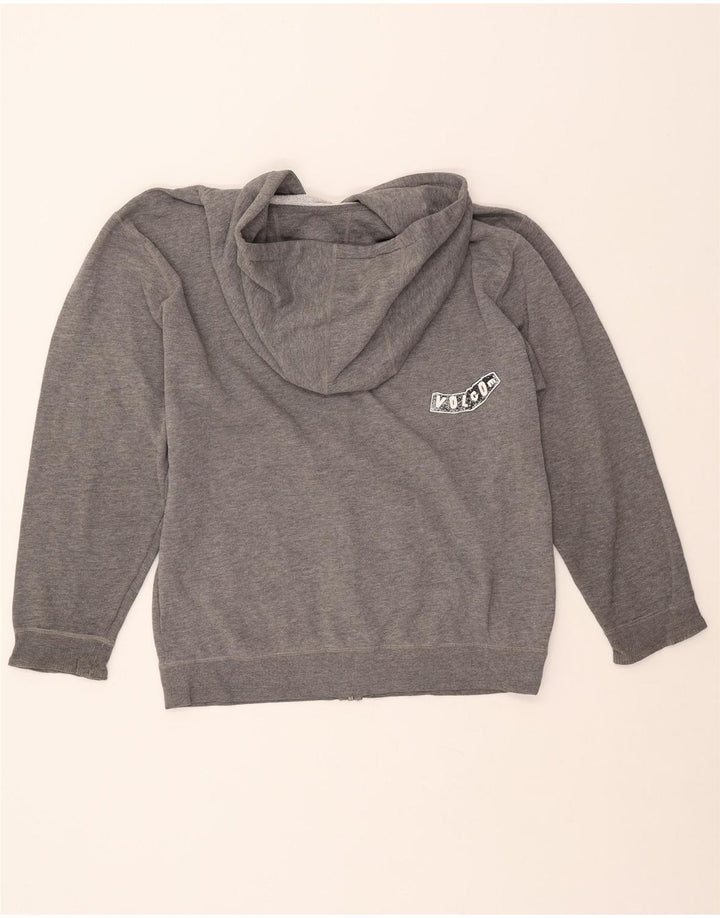 VOLCOM Pull à capuche zippé graphique pour femme UK 16 Large Gris