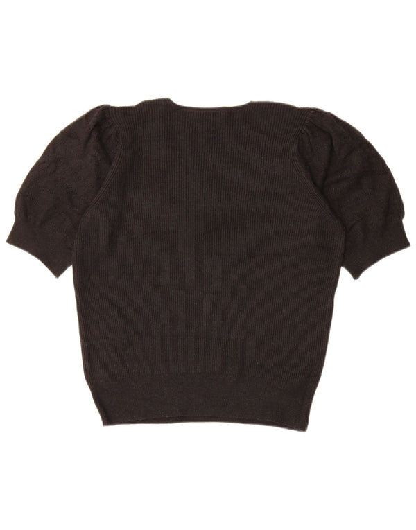 Marks & Spencer Pull col en V pour femme UK 14 Noir moyen