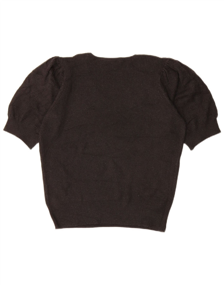 Marks & Spencer Pull col en V pour femme UK 14 Noir moyen