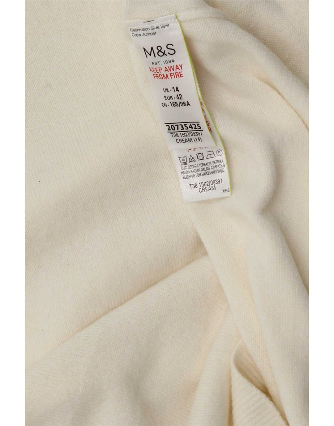 Marks & Spencer Pull à col rond pour femme UK 14 Medium Off White