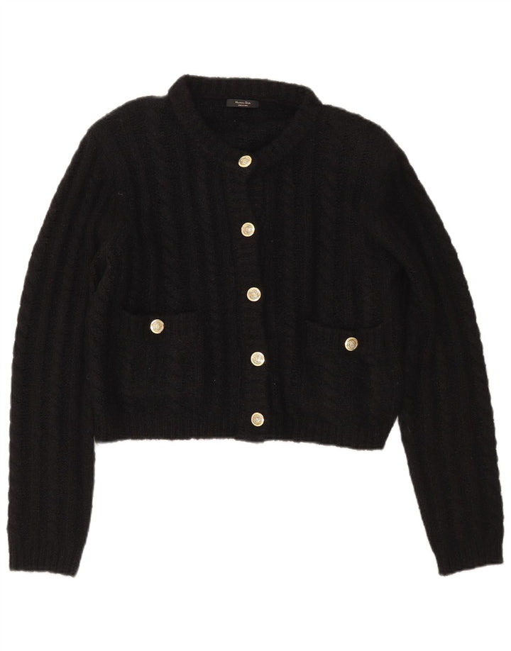Massimo Dutti Cardigan court surdimensionné pour femme UK 10 Petit Noir
