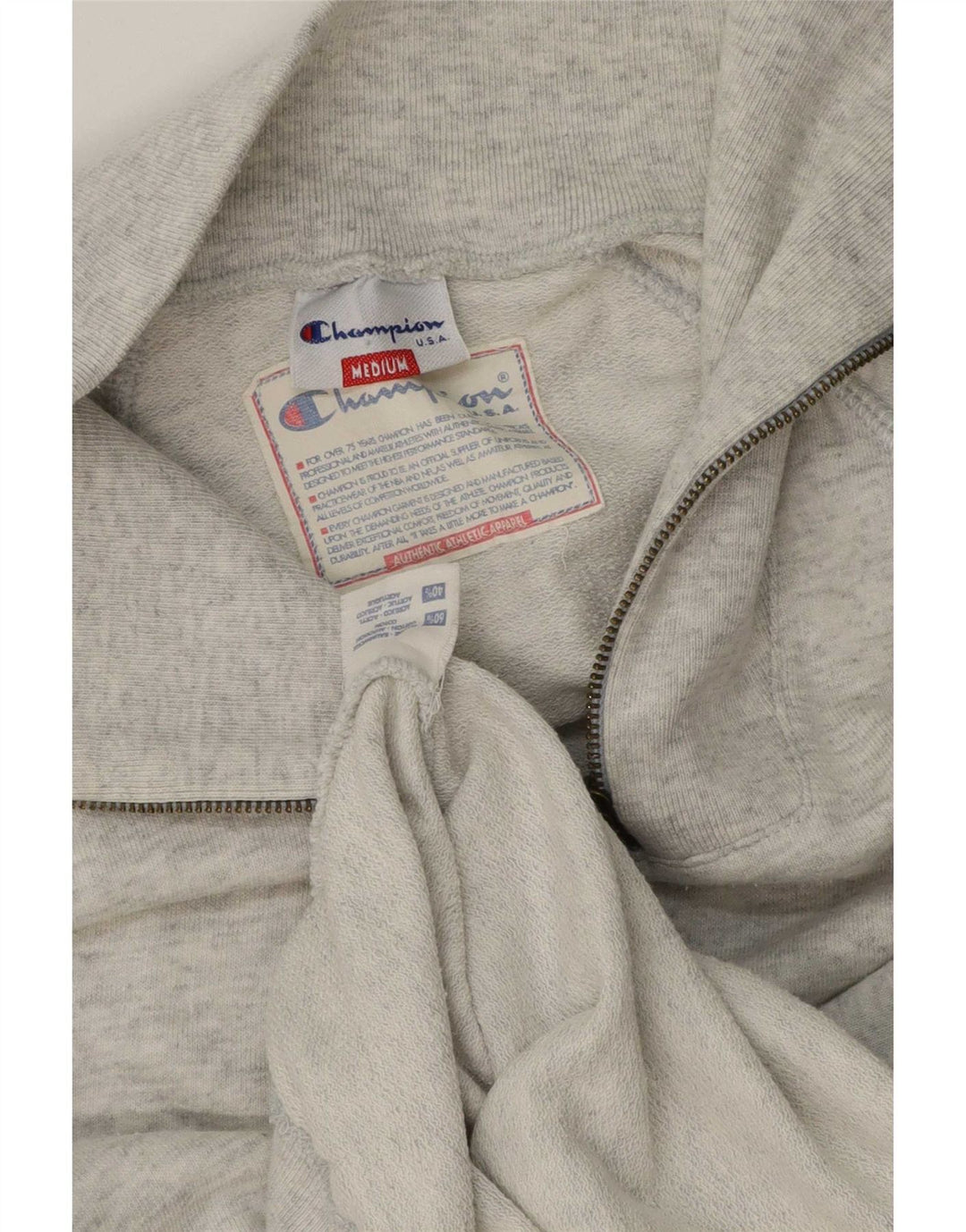 Champion Sweat-Shirt Col Zippé Homme Gris Moyen Moucheté Coton