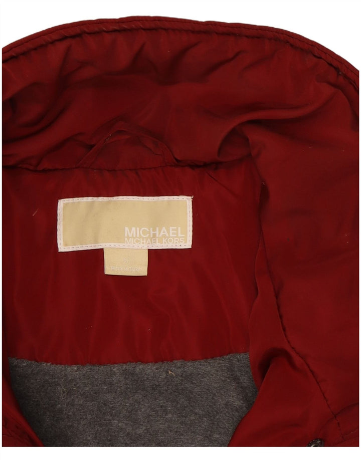 MICHAEL KORS Veste matelassée militaire pour femme UK 14 Rouge moyen