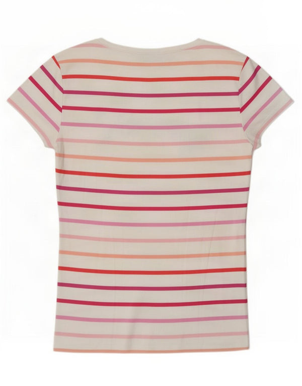 Tommy Hilfiger T-shirt graphique pour femme UK 14 Coton rayé blanc moyen