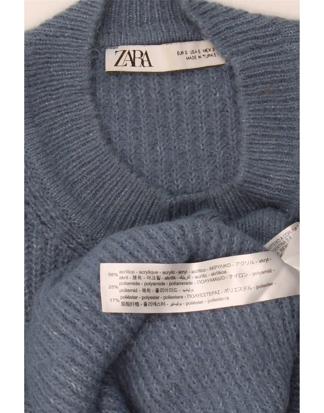 ZARA Pull surdimensionné à col rond pour femme UK 10 Petit Bleu marine