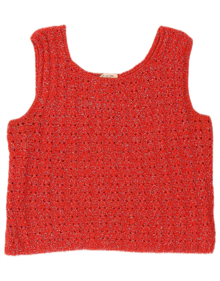 Valentino Femme Crop Knit Blouse Top UK 12 Rouge Moyen