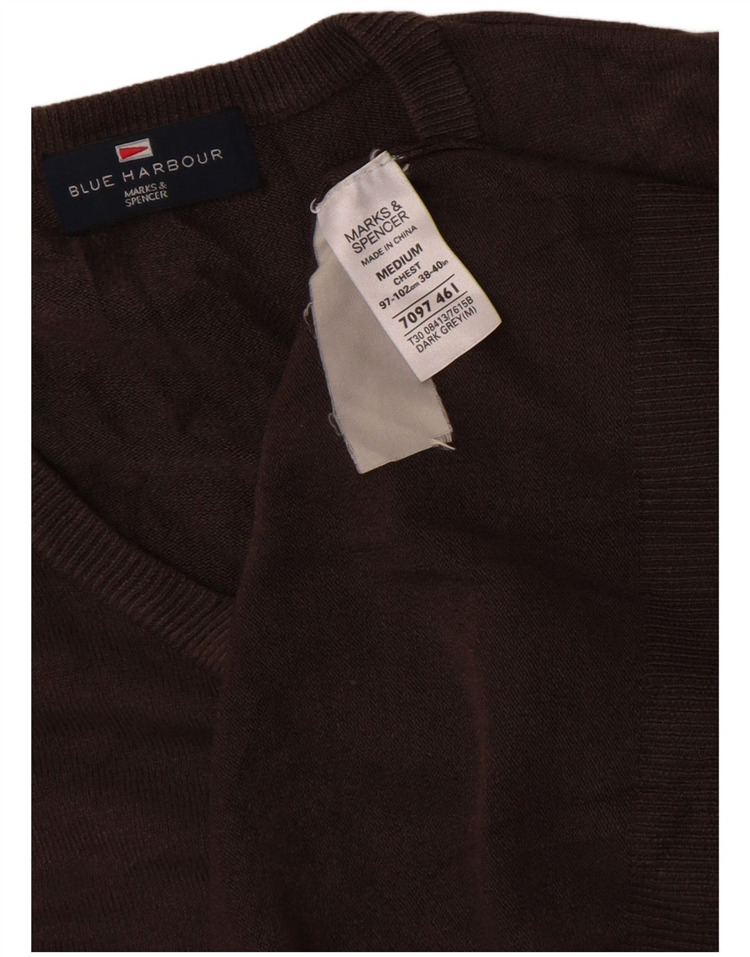Marks & Spencer Pull Blue Harbor Col V Homme Marron Moyen