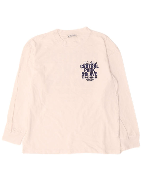 Zara Haut graphique surdimensionné à manches longues pour femme UK 10 Petit motif floral blanc