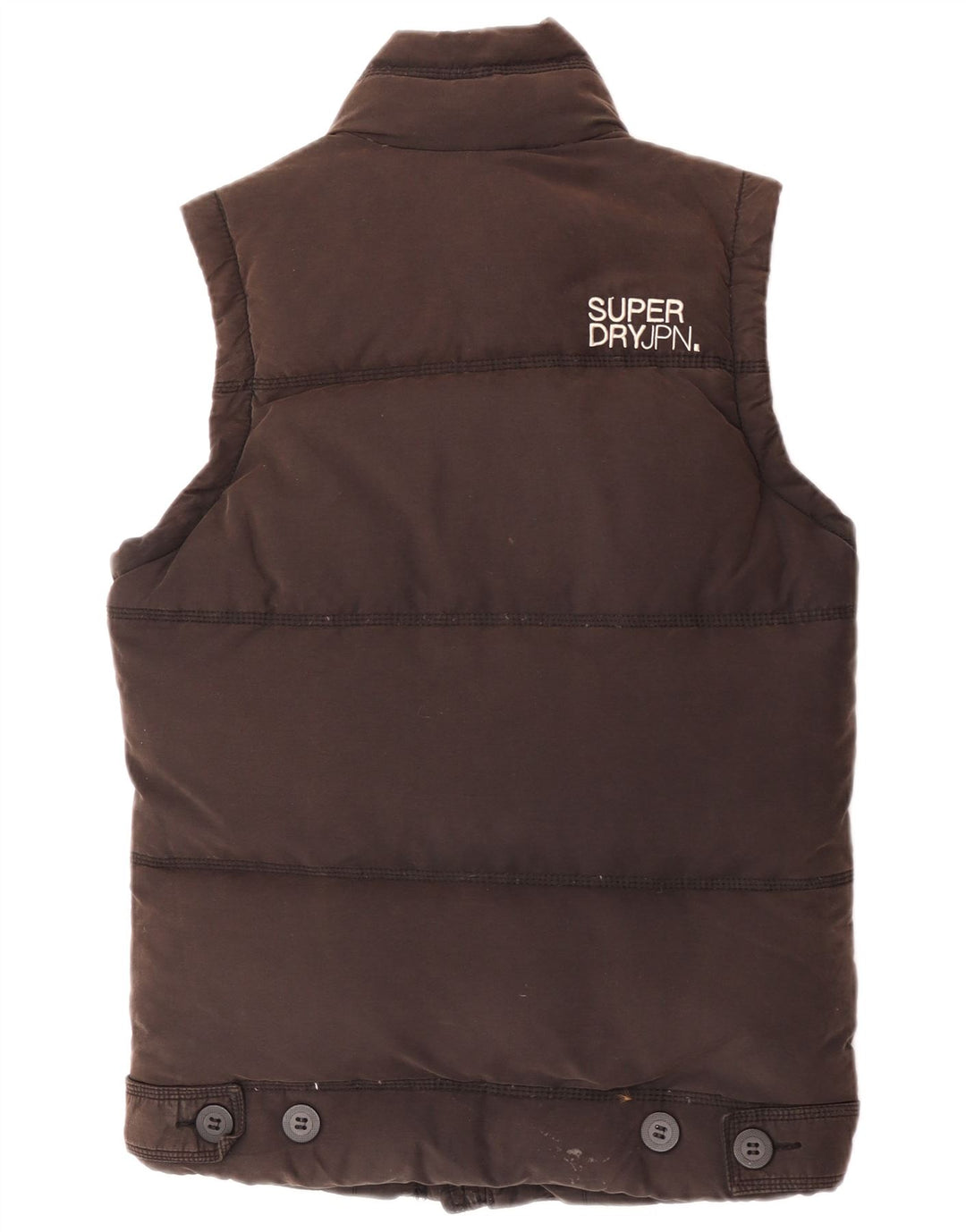 Superdry Femme Gilet Rembourré UK 36 Petit Marron Coton