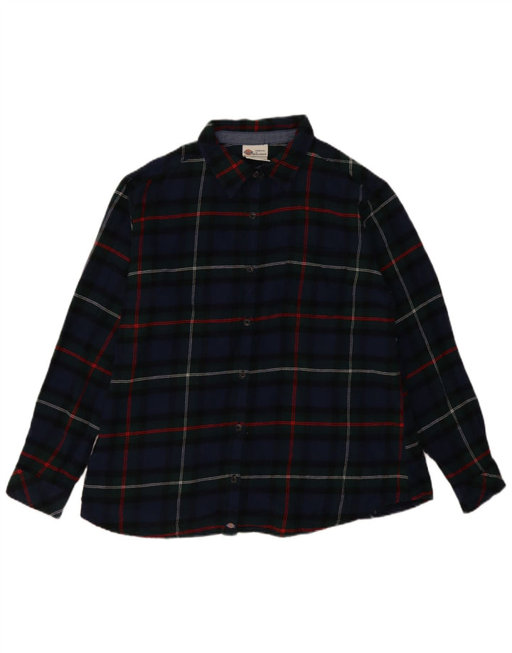 DICKIES Chemise surdimensionnée en flanelle pour femme UK 18 XL Bleu marine à carreaux