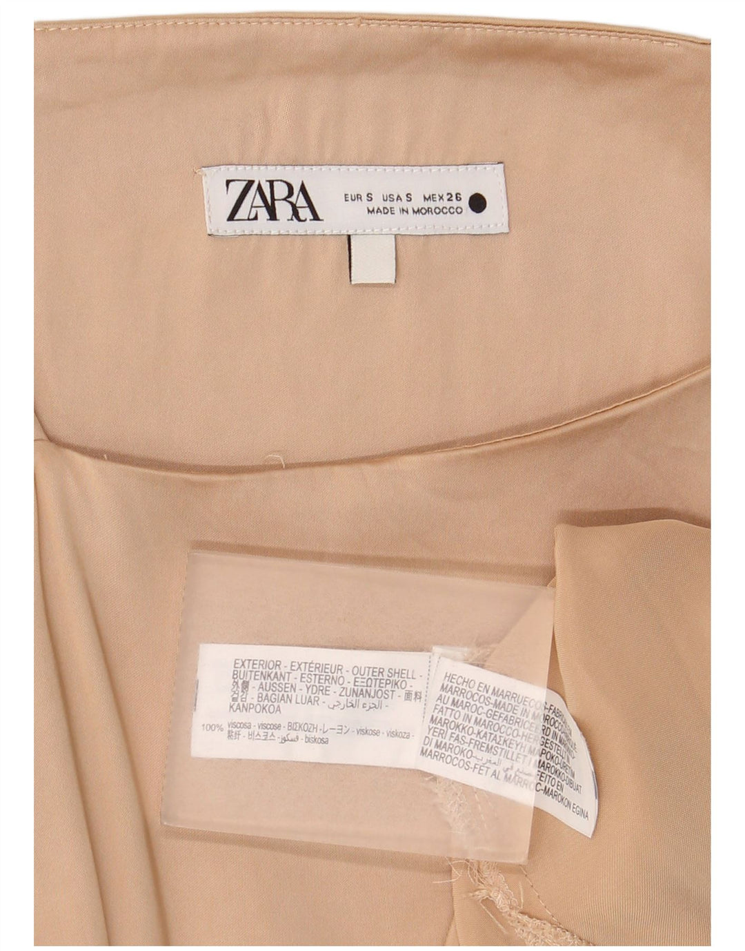 Zara Femme Cami Top UK 10 Small Beige Viscose
