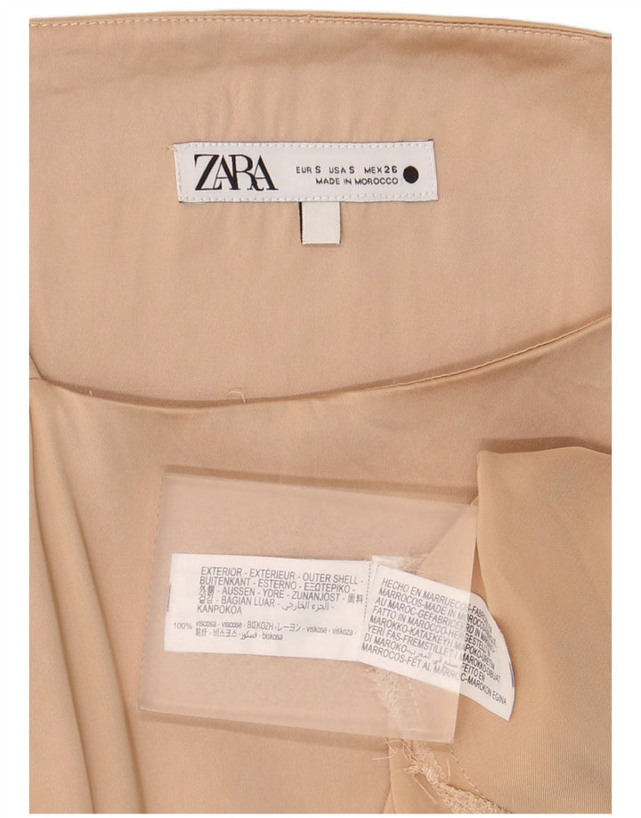 Zara Femme Cami Top UK 10 Small Beige Viscose