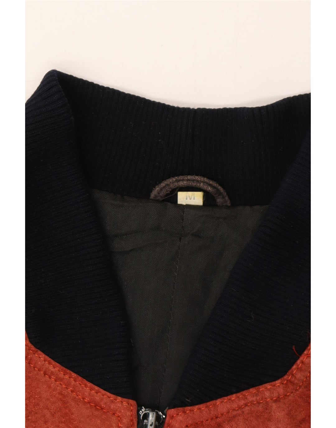 VINTAGE Veste bomber en daim coupe ample pour homme UK 38 Colorblock rouge moyen