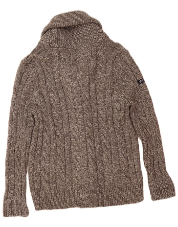 Superdry Cardigan Pull Gris Moyen Acrylique Moucheté Homme