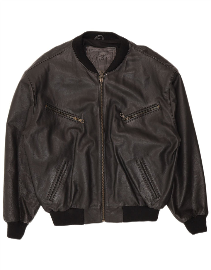 Gipsy Veste en cuir pour homme UK 40 Grand cuir noir