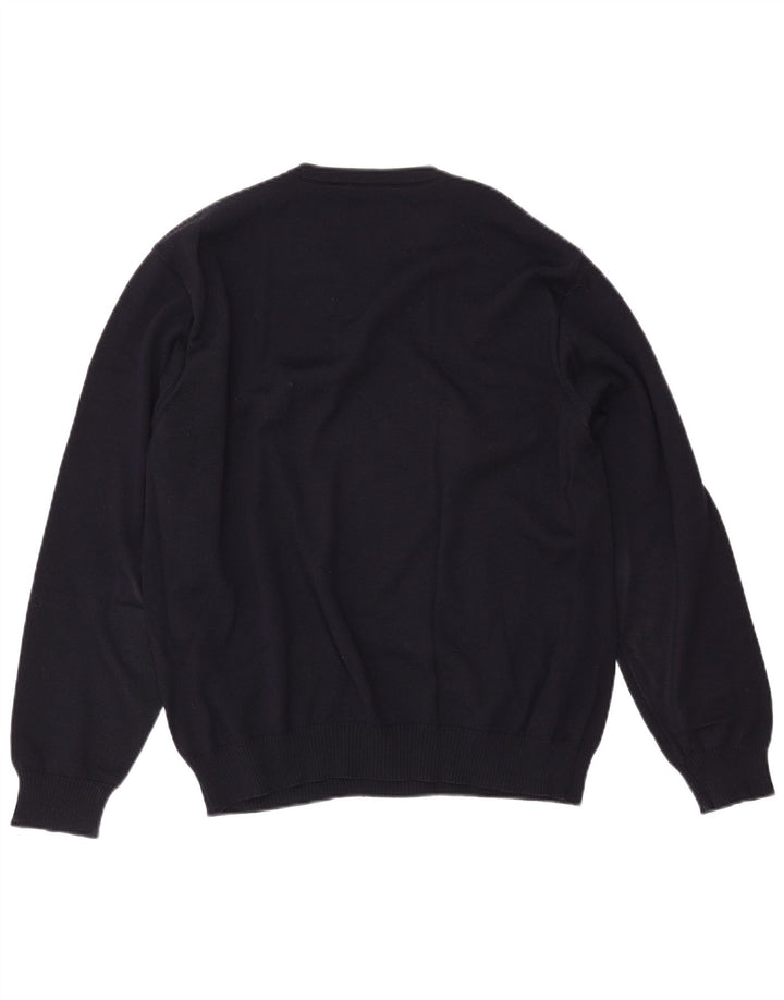 MARZ Pull Col V Homme IT 52 Large Bleu Marine Laine