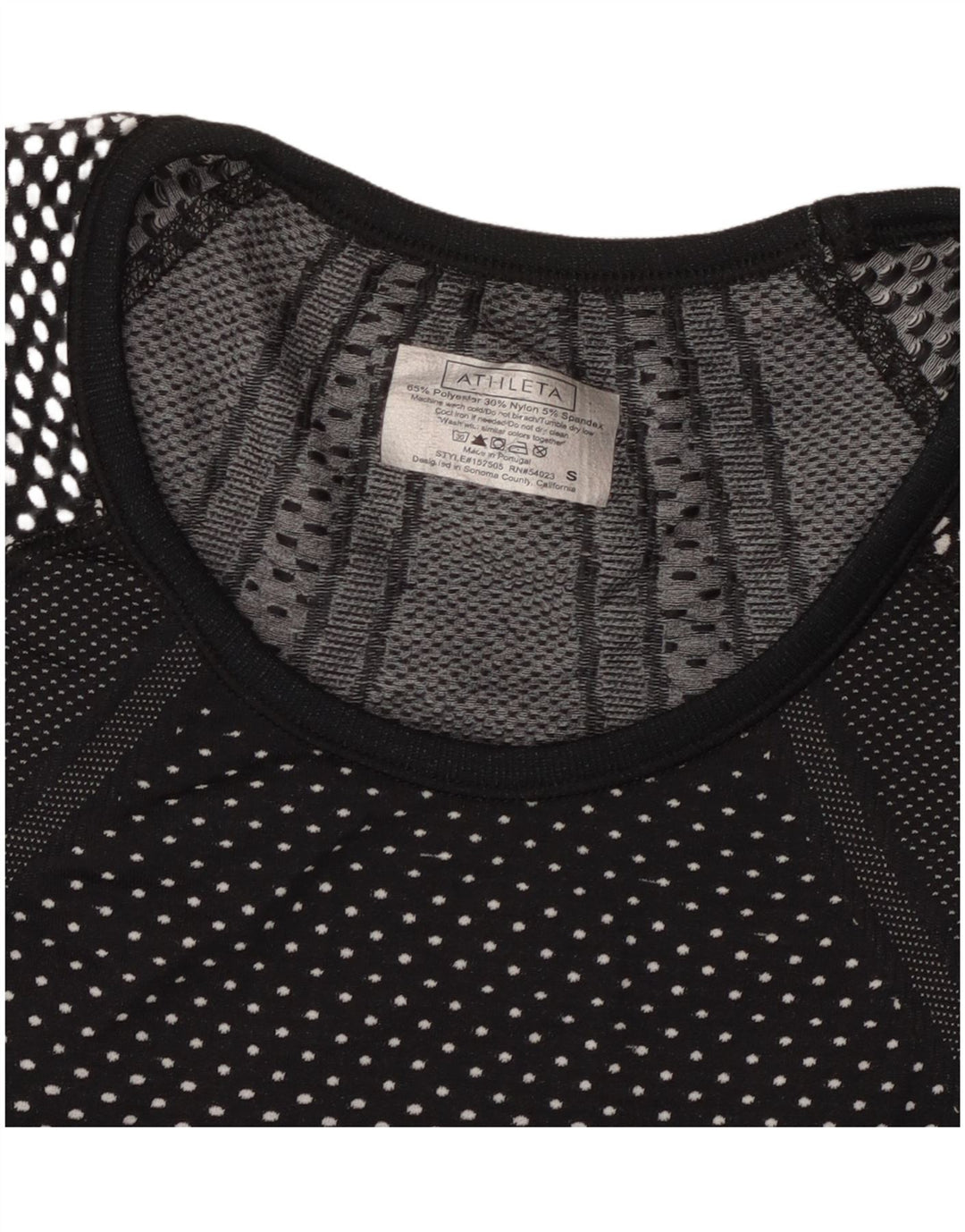 ATHLETA T-Shirt Femme Top UK 8 Petit Noir Tacheté Polyester