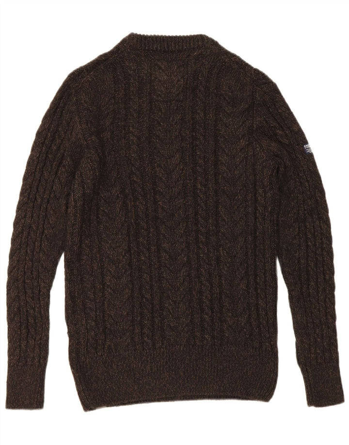 Superdry Pull à col rond en acrylique moucheté marron moyen
