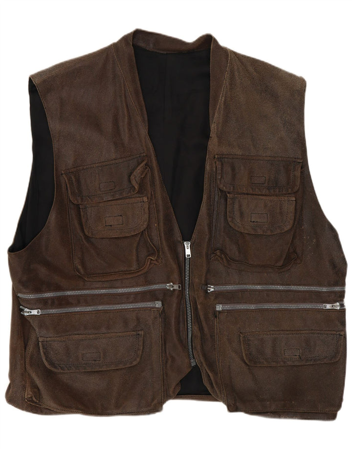 vintage Mens Utility Gilet UK 42 XL Marron