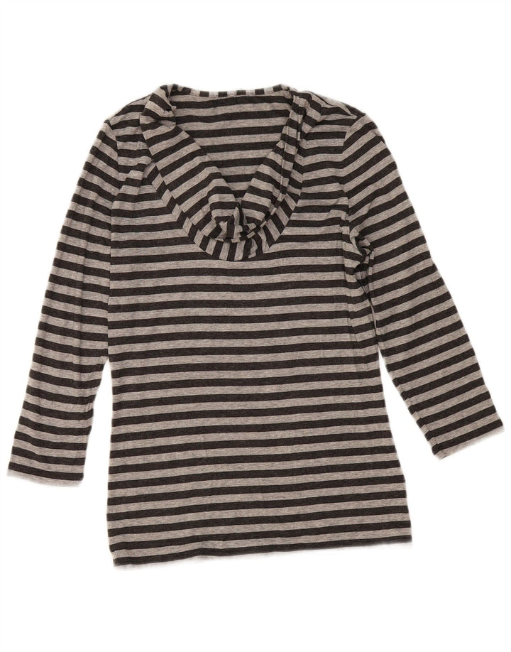 Phase Eight Haut à col rond pour femme Manches 3/4 UK 10 Petit Gris Rayé