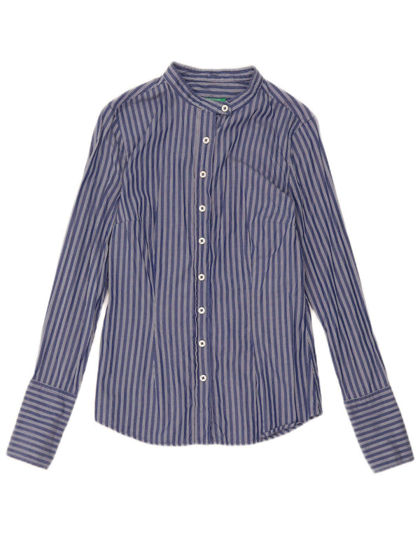 Benetton Chemise Femme UK 10 Small Bleu Marine Rayé
