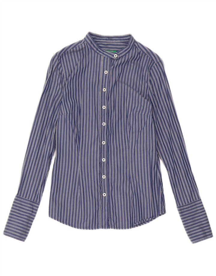 Benetton Chemise Femme UK 10 Small Bleu Marine Rayé