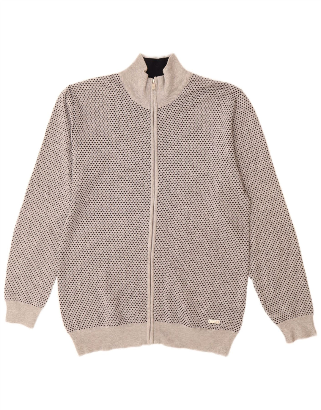 Trussardi Cardigan Pull Large Gris Pois Viscose Homme