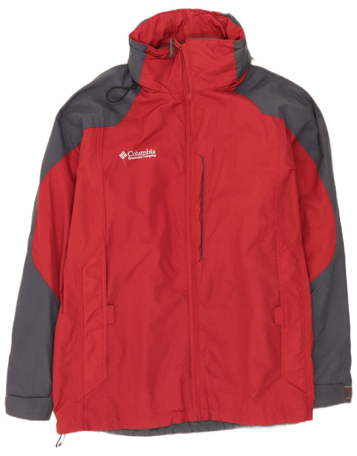 COLUMBIA Veste coupe-vent coupe ample pour homme UK 40 Large Rouge Colourblock