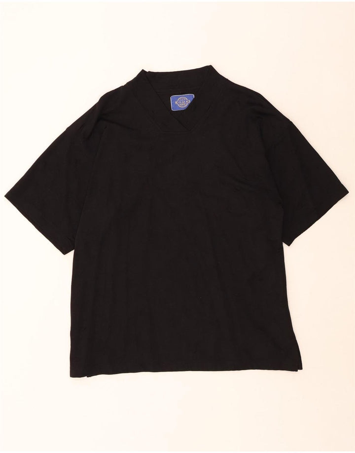 VINTAGE Mens T-Shirt Top Large  Black Polyester Vintage Vintage and Second-Hand Vintage from Messina Hembry 