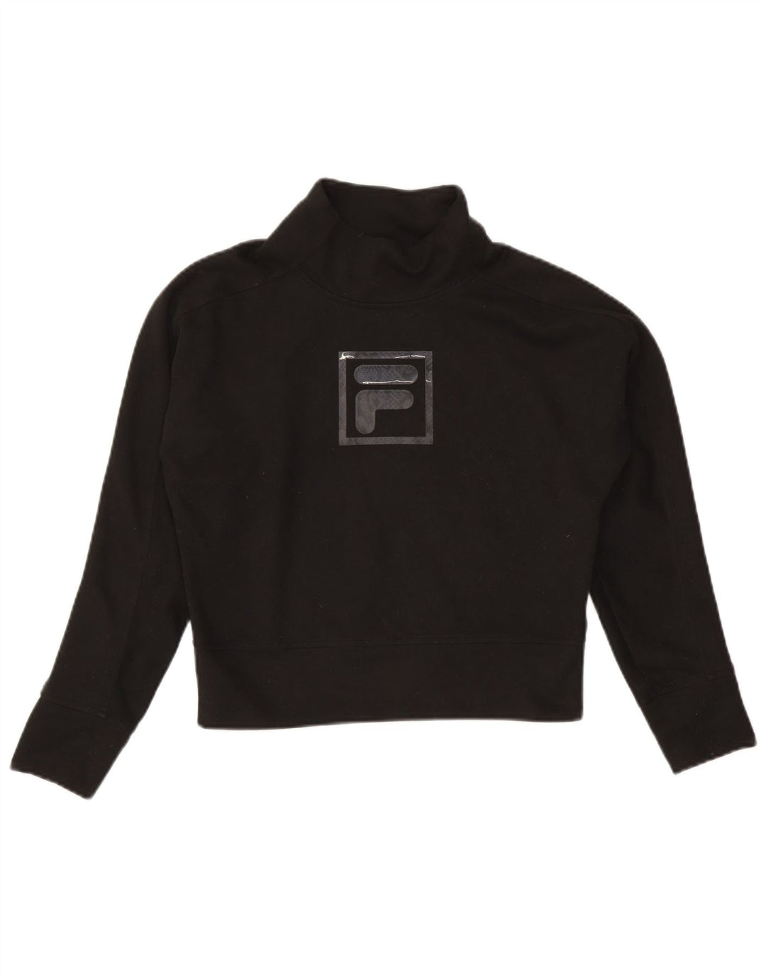 Fila Femme Crop Oversize Graphic Top Manches Longues UK 6 XS Noir Polyester