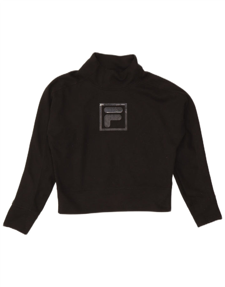 Fila Femme Crop Oversize Graphic Top Manches Longues UK 6 XS Noir Polyester